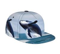 WZYCWB Cappello da papà con stampa balene in mare, a tesa piatta, adatto sia per uomini che per donne, escursioni all'aperto e pesca, cappello di protezione solare nero