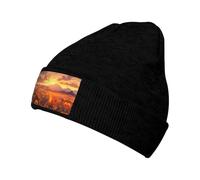 WZYCWB Cappello da sci lavorato a maglia con stampa di girasoli gialli al tramonto, con un design morbido ed elastico. Perfetto per escursioni, sci e viaggi.
