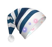 WZYCWB Cappello di Babbo Natale con bandiera greca | Cappello di peluche luminoso per Natale, Capodanno ed eventi di festa