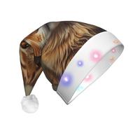 WZYCWB Cappello di Babbo Natale con illustrazione di pupilla ambra, cappello di Babbo Natale in peluche luminoso per Natale, Capodanno ed eventi di festa