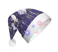 WZYCWB Cappello di Babbo Natale con illustrazione di rododendro | Cappello di peluche luminoso per Natale, Capodanno ed eventi di festa