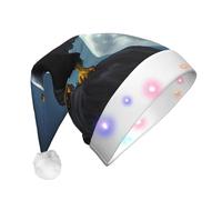 WZYCWB Cappello di Babbo Natale stampato con aquila sotto le stelle con luci a LED, perfetto per feste di Natale, spettacoli teatrali e feste festive.
