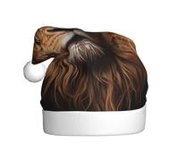 WZYCWB Cappello di Babbo Natale stampato con lo sguardo del leone, cappello decorativo festivo di Capodanno, adatto per adulti e bambini alle feste di Natale.