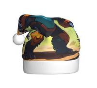 WZYCWB Cappello di Babbo Natale stampato Pixel Predator Bear, adatto per feste di Natale, feste di Capodanno e spettacoli teatrali.