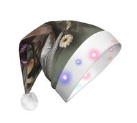 WZYCWB Cappello di Natale con fiore di piuma per adulti, con luci a LED, unisex, in peluche, regalo per festa di Natale e Capodanno