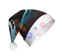 WZYCWB Cappello di Natale del fumetto della nave pirata adulto di capodanno con le luci del LED, unisex cappello di Natale della peluche del capodanno