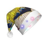 WZYCWB Cappello di Natale del sole del cuore del fumetto adulto di capodanno con le luci del LED, unisex cappello di Natale della peluche di capodanno