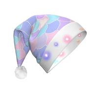 WZYCWB Cappello di Natale del tatuaggio della sirena di capodanno adulto con le luci del LED, unisex cappello di Natale della peluche del cappello di Natale di