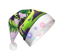 WZYCWB Cappello di Natale di capodanno adulto di dinosauro verde, con luci a LED, unisex cappello di Natale della peluche del cappello di Natale di Capodanno regalo
