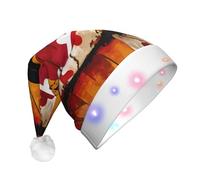 WZYCWB Cappello di Natale vintage in legno con bandiera del Maryland per adulti, con luci a LED, unisex, cappello di Natale in peluche, regalo per feste di Natale di Capodanno