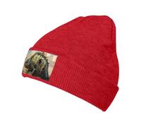 WZYCWB Cappello in maglia nera con stampa camaleonte caldo elasticizzato, adatto per uomini e donne, viaggi all'aperto, attività invernali, Rosso, Taglia unica