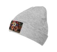 WZYCWB Cappello in maglia nera con stampa di un grande bouquet di fiori, caldo, elasticizzato, senza tesa, perfetto per l'uso quotidiano invernale e attività all'aperto, grigio, Taglia unica