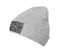 WZYCWB Cappello in maglia nera e bianca con stampa a righe bianche e nere, adatto per uomini e donne, viaggi all'aperto, attività invernali, grigio, Taglia unica