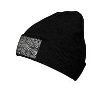 WZYCWB Cappello in maglia nera e bianca con stampa a righe bianche e nere, adatto per uomini e donne, viaggi all'aperto, attività invernali, Nero , Taglia unica
