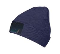 WZYCWB Cappello lavorato a maglia nero caldo elasticizzato con stampe di cielo stellato, adatto per uomini e donne, viaggi all'aperto, attività invernali, blu navy, Taglia unica