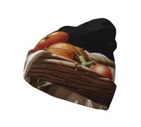 WZYCWB Cappello lavorato a maglia senza tesa con stampa di pomodori ciliegi, versatile e confortevole per i pendolari quotidiani e i viaggi, nero