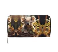 WZYCWB Carino Koala Plant stampato portafoglio con cerniera perfetto per viaggi, affari e uso quotidiano. Contiene telefoni cellulari e contanti.