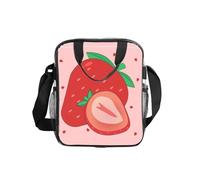 WZYCWB Cartone animato fragola borsa a tracolla trasparente borsa pranzo con cerniera e tracolla per donne uomini lavoro shopping