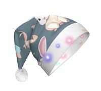 WZYCWB Cartoon carino coniglietto adulto Capodanno cappello di Natale, con luci a LED, unisex peluche cappello di Natale, Capodanno regalo festa di Natale