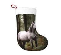 WZYCWB Cavallo bianco nella giungla Stampe calze natalizie, appese al caminetto, sono perfette per contenere regali e dolci.