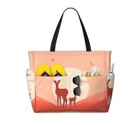 WZYCWB Cervo tinta unita Borsa da viaggio stampata per nuoto e fitness/shopping al supermercato/vacanza al mare