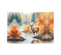 WZYCWB Cervo vicino al fiume Striscione per feste per compleanni, canti natalizi, lauree e anniversari.