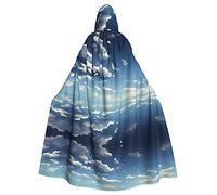 WZYCWB Cielo blu e nuvole bianche stampato adulto decorazione mantello Halloween con cappuccio unisex Halloween, carnevale, mascherata, gioco di ruolo
