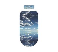 WZYCWB Cielo blu e nuvole bianche stampato set di coperta swaddle + graziosa fascia per capelli, coperta fasciante per bambini dopo il bagno