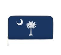 WZYCWB cielo stellato pochette in pelle portafogli con cerniera e porta carte sono perfetti per i viaggi o l'uso quotidiano, Bandiera della Carolina del Sud, Taglia unica
