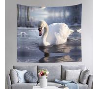 WZYCWB Cigno bianco che gioca nell'acqua Arazzo fantasia, perfetto per il soggiorno o la camera da letto, crea una casa calda e invitante