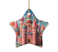 WZYCWB Ciondolo in ceramica a forma di castello di palloncini a forma di stella, perfetto per decorare l'albero di Natale in casa per feste invernali, Misura unica, Ceramica