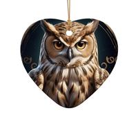 WZYCWB Ciondolo in ceramica a forma di cuore a forma di gufo, perfetto per decorare l'albero di Natale in casa per feste invernali