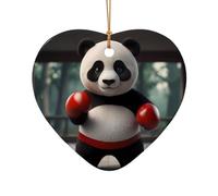 WZYCWB Ciondolo in ceramica a forma di cuore a forma di panda, perfetto per decorare l'albero di Natale in casa per feste invernali