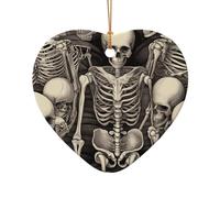 WZYCWB Ciondolo in ceramica a forma di cuore a forma di scheletro, perfetto per decorare l'albero di Natale in casa per feste invernali