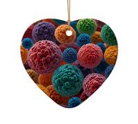 WZYCWB Ciondolo in ceramica a forma di cuore con corpi cellulari colorati, perfetto per decorare l'albero di Natale in casa per feste invernali