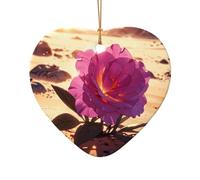 WZYCWB Ciondolo in ceramica a forma di cuore con fiori nel deserto, perfetto per decorare l'albero di Natale in casa per feste invernali