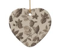 WZYCWB Ciondolo in ceramica a forma di cuore con foglie morte, perfetto per decorare l'albero di Natale in casa per feste invernali