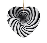 WZYCWB Ciondolo in ceramica a forma di cuore con illusione ottica a spirale, perfetto per decorare l'albero di Natale per feste invernali