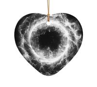 WZYCWB Ciondolo in ceramica a forma di cuore con motivo a vortice cosmico, perfetto per decorare l'albero di Natale in casa per feste invernali