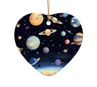 WZYCWB Ciondolo in ceramica a forma di cuore con motivo di Saturno Giove Terra, perfetto per decorare l'albero di Natale in casa per feste invernali