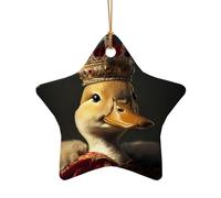 WZYCWB Ciondolo in ceramica a forma di stella a forma di anatroccolo con corona, perfetto per decorare l'albero di Natale in casa per feste invernali