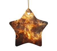 WZYCWB Ciondolo in ceramica a forma di stella a forma di fiamma, perfetto per decorare l'albero di Natale in casa per feste invernali, Misura unica, Ceramica