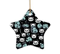 WZYCWB Ciondolo in ceramica a forma di stella a forma di panda bianco e nero, perfetto per decorare l'albero di Natale in casa per feste invernali, Misura unica, Ceramica