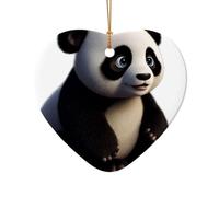 WZYCWB Ciondolo in ceramica a forma di stella a forma di panda rosso, perfetto per decorare l'albero di Natale in casa per feste invernali, Misura unica, Ceramica