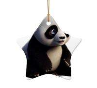 WZYCWB Ciondolo in ceramica a forma di stella a forma di panda rosso, perfetto per decorare l'albero di Natale in casa per feste invernali