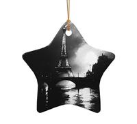 WZYCWB Ciondolo in ceramica a forma di stella a forma di Parigi nero, perfetto per decorare l'albero di Natale in casa per feste invernali