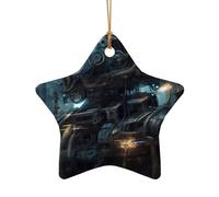WZYCWB Ciondolo in ceramica a forma di stella a forma di robot futuro, perfetto per decorare l'albero di Natale in casa per feste invernali, Misura unica, Ceramica