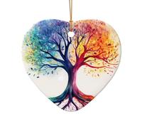 WZYCWB Ciondolo in ceramica a forma di stella con albero della vita colorato, perfetto per decorare l'albero di Natale in casa per feste invernali, Misura unica, Ceramica