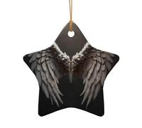 WZYCWB Ciondolo in ceramica a forma di stella con ali d'angelo, perfetto per decorare l'albero di Natale in casa per feste invernali