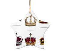 WZYCWB Ciondolo in ceramica a forma di stella con corona inglese, perfetto per decorare l'albero di Natale in casa per feste invernali